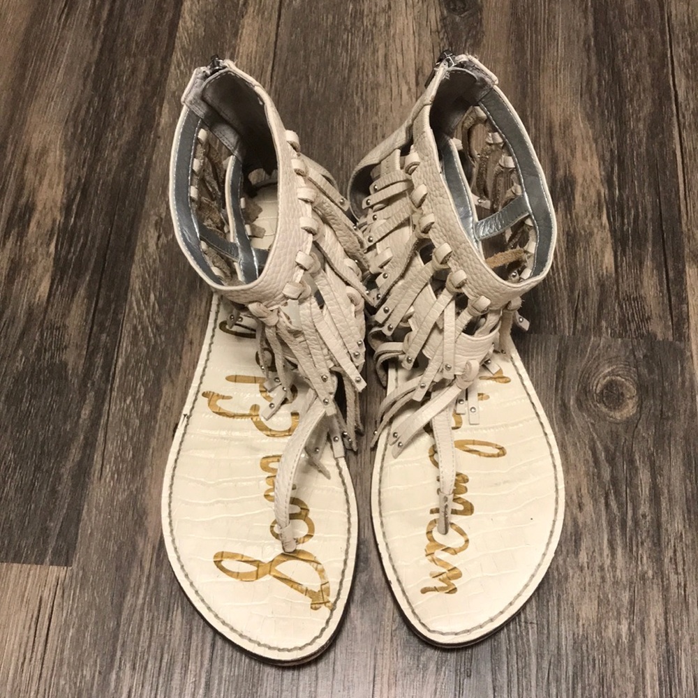 Sam Edelman White Fringe Gladiator Sandals